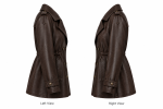 Chocolate Brown Double-Breasted Leather Coat - Image 2