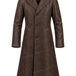 Dark Brown Hooded Long Leather Coat