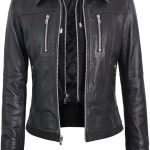 Women’s Black Hooded Leather Jacket